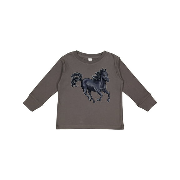 Inktastic Beautiful Galloping Black Horse Boys or Girls Long Sleeve Toddler T-Shirt