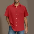 thumbnail image 2 of USNSM Mens Classic Button Down Shirt Short Sleeve Causal Beach Shirts Breathable Comfortable Summer Shirts with Pocket Red S, 2 of 6