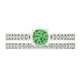 thumbnail image 2 of Clara Pucci 18K White Gold Round Cut 0.5Ct Simulated Green Diamond Engagement Ring + Matching Band - Luxury Box Included, 2 of 7