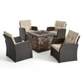 thumbnail image 7 of Noble House St. Marta 5 Piece Outdoor Wicker Chair and Firepit Set in Dark Brown, 7 of 7