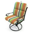 thumbnail image 4 of Jordan Manufacturing 45" x 22" Covert Breeze Multicolor Stripe Rectangular Outdoor Chair Cushion with Ties and Hanger Loop, 4 of 14