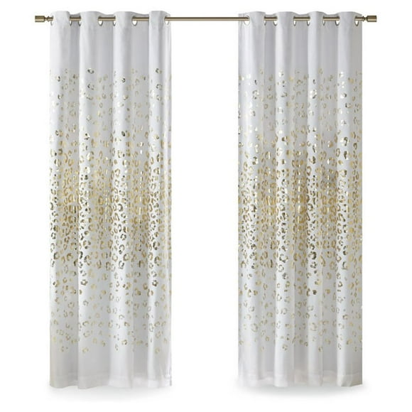 Intelligent Design Lillie Polyester Fabric Metallic Animal Curtain in White/Gold