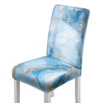 COEQINE Stretch Dining Room Chair Slipcovers Set of 1, Universal Fit Soft Dining Chair Cover Pet Friendly Furniture Protector for Holiday Home Decor, Marble Blue