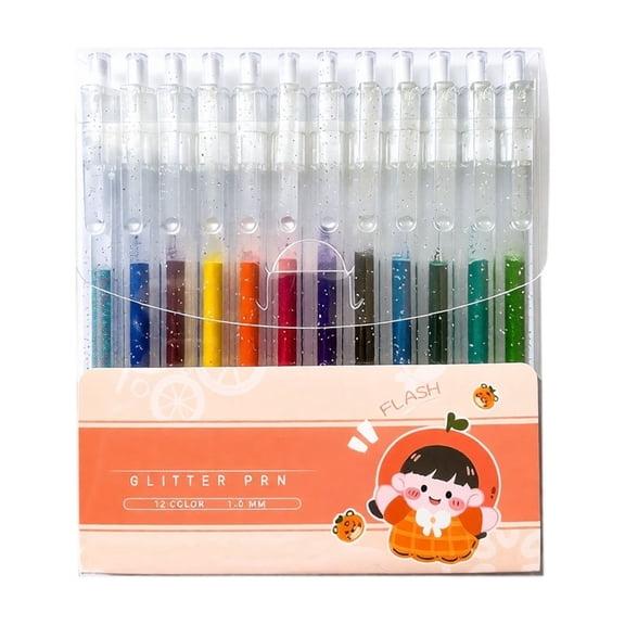 Glitter Gel Pens 12 Pack Smooth Sparkle Gel Pens for Coloring Journaling Drawing for Student Adults Back to School and Craft Supplies Gift Set