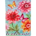 thumbnail image 1 of Evergreen Suede 2-Sided House Flag -Fresh Dahlias, 1 of 1