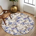 thumbnail image 2 of Round Rugs 5Ft, Vintage Purple Flower Round Area Rug Washable Indoor Throw Carpet, Farmhouse Botanical Floral Retro Soft Non Slip Circle Rug for Cabinet Bathroom Home Decor Aesthetic, 2 of 8
