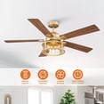 thumbnail image 6 of Parrot Uncle 52 Inch Farmhouse Gold Caged Ceiling Fans with Lights and Remote, Chandelier Ceiling Fan with Light Kit for Bedroom, Patios Covered, 6 of 13