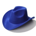 thumbnail image 4 of TOWED22 Kids Cowboy Hat Boys Girls Western Cowboy Cowgirl Hat Unisex Classic Belt Buckle Felt Fedora Hats(Blue,4-10 Y), 4 of 9