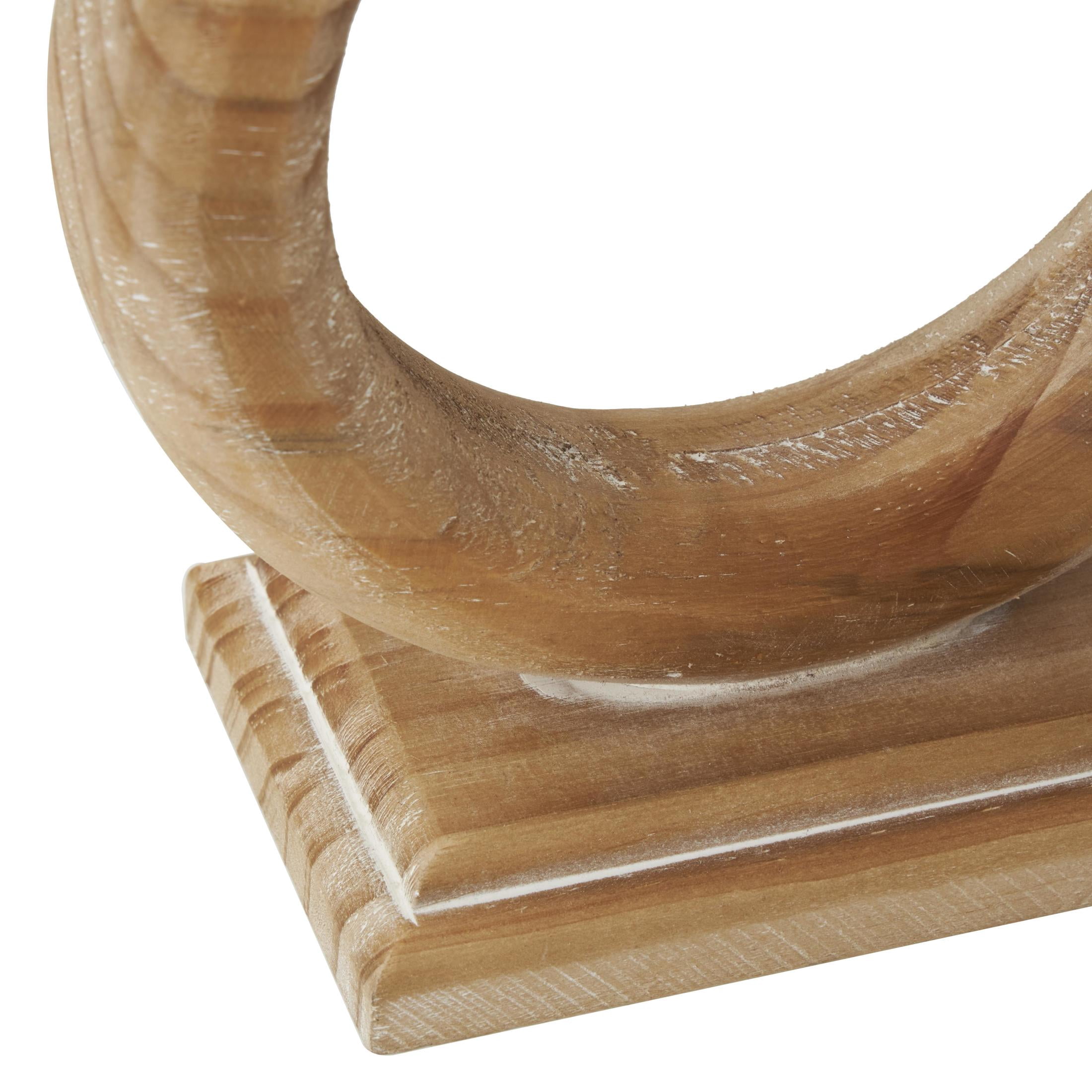 DecMode 3 Candle Brown Wood Circular Ring Candle Holder, Set of 3
