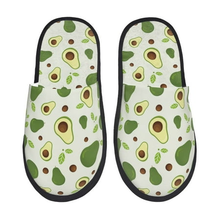 Balery Green Avocado Slient Indoor Furry Fleece Comfort House Shoes Soft Non-Slip Home Shoes Cotton slippers House Slippers-- Medium