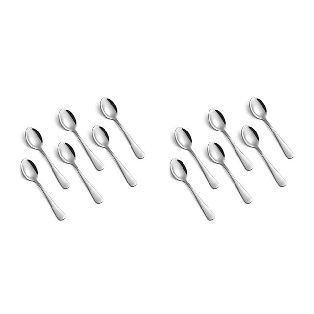 12 cucharas para espresso, minicuchara de café de acero inoxidable de 4,7 pulgadas, cuchara de postre