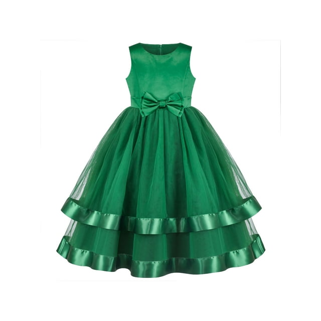 Robe de Demoiselle d'Honneur Verte Formelle Fête Princesse Concours Robe de Bal 8 Ans