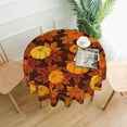 thumbnail image 2 of Thanksgiving Fall Round Tablecloth 60 Inch Autumn Pumpkin Tablecloth Waterproof Polyester Fallen Leaves Print Decorative Table Cloth for Holiday Kitchen Dining Room Outdoor Patio Party, 2 of 6