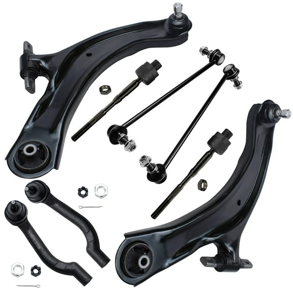 Detroit Axle - Front End 8pc Suspension Kit for Nissan 2008-2013 Rogue 2014-2015 Rogue Select, 2 Lower Control Arms w/Ball Joints Inner Outer 4 Tie Rods 2 Sway Bars Replacement