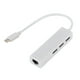 thumbnail image 1 of FELTECHELECTR Adaptador de red USB 3.1 tipo C a RJ45 10/100 Mbps, adaptador de red Ethernet LAN externo con 3 puertos USB para portátil (blanco), 1 of 6