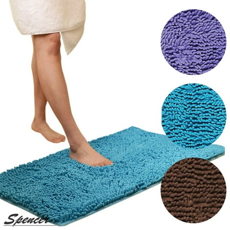Spencer Soft Microfiber Non Slip Absorbent Bathroom Shower Rugs Carpet Machine Washable Bath Mat Brown