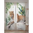 thumbnail image 5 of Sheer Curtains 96 Inches Long 2 Panels Set for Living Room, Tropical Leopard Parrot Semi Sheer Curtains for Windows, Watercolor Summer Palm Leaf Voile Window Treatments Rod Pocket Curtain, 5 of 7