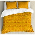 thumbnail image 1 of Orange Queen Size Duvet Cover Set, Swirling Spiral Leaves in Abstract Style Autumn Nature Inspired Design, Decorative 3 Piece Bedding Set with 2 Pillow Shams, Orange and Vermilion, by Ambesonne, 1 of 3