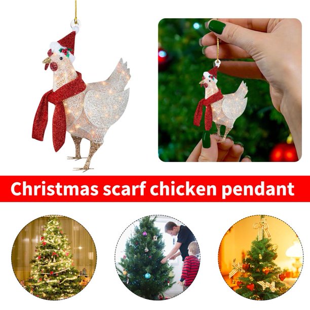 2 uds LED pollo familia signos árbol de Navidad colgante colgante (02) Likrtyny 6vg3xg1rq0ks8gc3