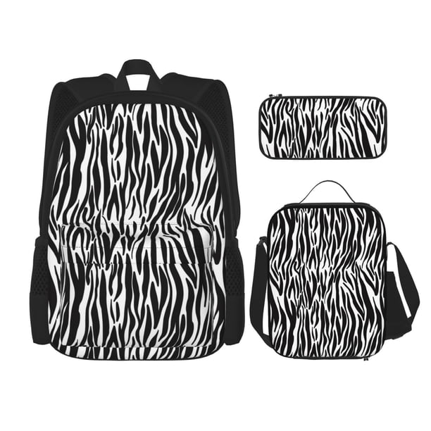 Fotbe Zebra Set Escolar 3 en 1 para Niños - Mochila Duradera con Lonchera Aislante y Estuche para Lápices - Mochila Escolar para Niños y Niñas
