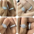 thumbnail image 3 of SFTING Wedding Rings Set for Him and Her Women Men Wedding Ring Halo Eternity Round Cut 925 Sterling Silver AAAAA CZ Size 12&9, 3 of 9