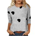 thumbnail image 2 of SDNall Mode Femmes T-shirt Imprimé Mi-Longueur Manches 3/4 Blouse Col Rond Hauts Décontractés, 2 of 9