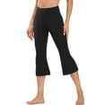 thumbnail image 2 of Trgacdwlo Womens Flare Capri Leggings High Waisted Cotton Yoga Pants for Women Stretchy Slim Fit Workout Compression Leggings Black M, 2 of 8