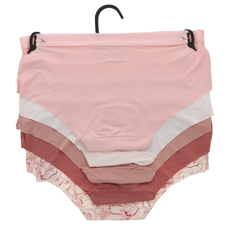 Marilyn Monroe Women's Seamless Sports Band Hipster Panties 5 Pack - Pink  Florals - Medium