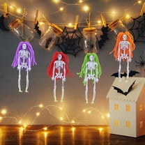 Boovnll Skeleton, 6" Horror & Novelty Poseable Whole Body Mini Skeletons Figurines Hanging Plastic Skeleton Decor with Movable Joints for Graveyard Desktop Holiday Party, Halloween Decorations