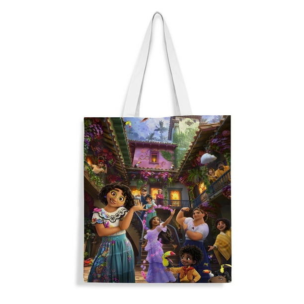 Encanto Bolso de tela con estampado de lienzo para mujer, bolsa de compras reutilizable y estética, con cremallera interior, regalo para mujer,40*40cm.