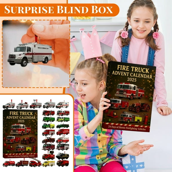 2025 Fire Truck Advent Calendar, 24 Days Of Heroic Firefighting Vehicles, Classic & Modern Fire Engines, Holiday Birthday Gift
