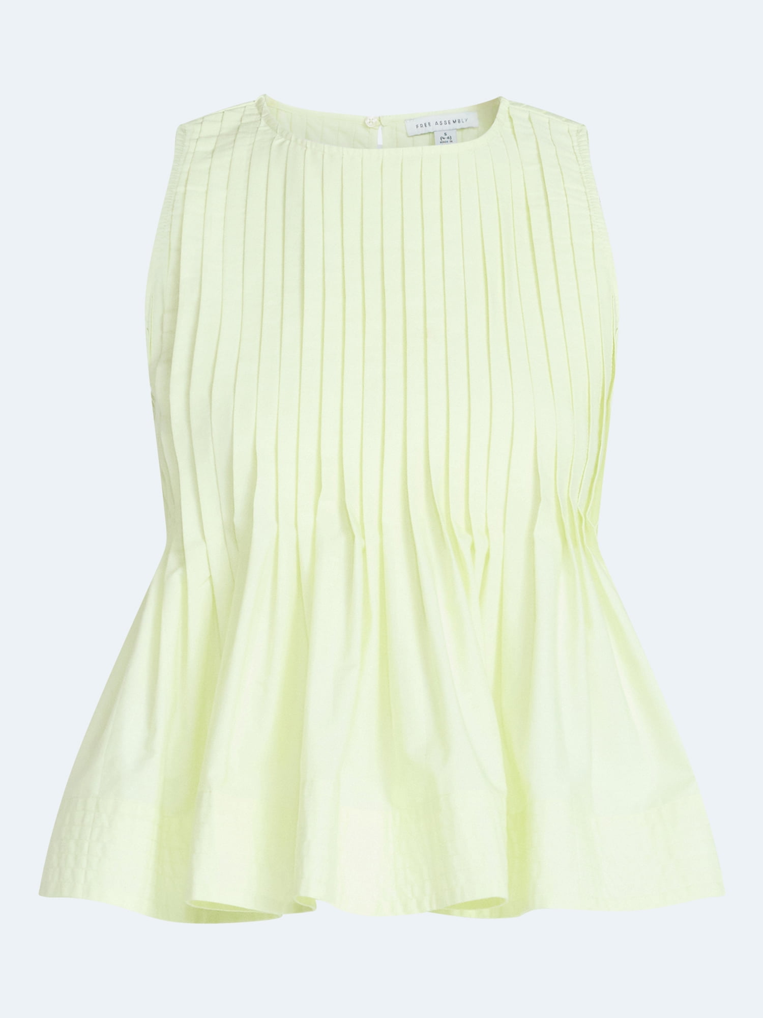 Free Assembly Women's Sleeveless Pintuck Peplum Top, Sizes XS-XXL