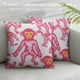 thumbnail image 3 of Nawypu Pink Rabbit Monkeys Rectangular Throw Pillow Cover Preppy Aesthetic Decor Pillow Case Animal Print Funky Lumbar Cushion Case for Home Dorm College Decor Living Room Sofa Couch Bedroom Car, 3 of 5