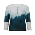 thumbnail image 2 of Womens Henley T Shirts Casual Lace Long Sleeve Patchwork Button Down Ribbed Slim Fit Tops Blue L, 2 of 9