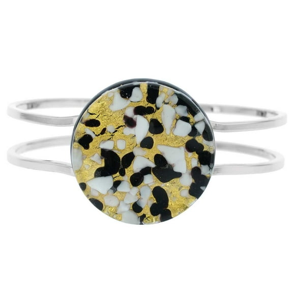 GlassOfVenice Murano Glass Venetian Reflections Metal Bracelet - Black Gold