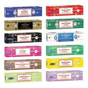 Satya Nag Champa 12 Packs 15grams Assorted Incense Sticks Variety, Non-Toxic Incense