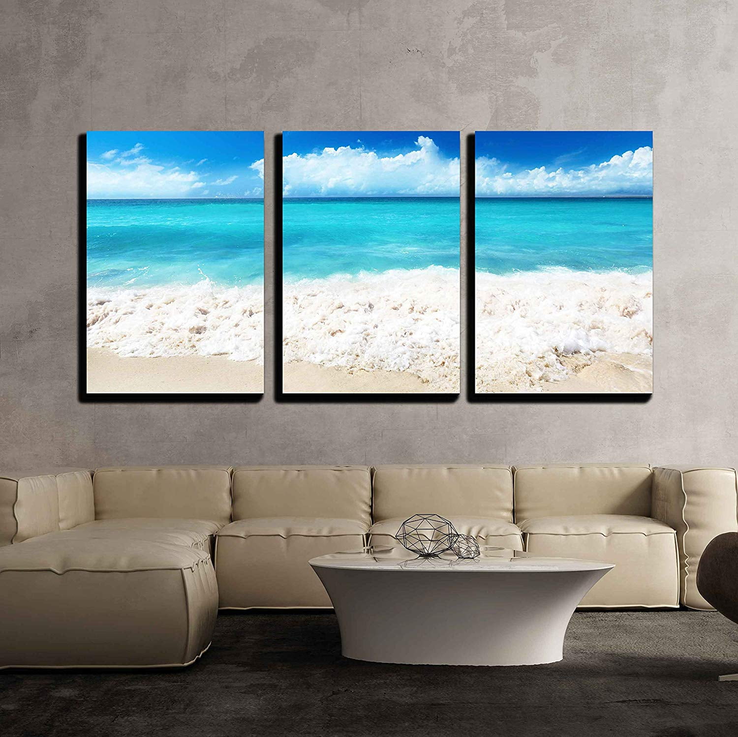 Wall26 3 Piece Canvas Wall Art Sand of Beach Caribbean Sea Modern