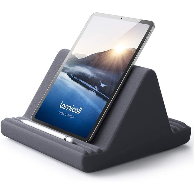 Soporte para tableta, soporte para almohada para tableta: almohadilla suave para cama, base para tableta con soporte para lápiz óptico y bolsillo, para iPad Pro 12.9, Air, Mini,... LingWen 9024736127108