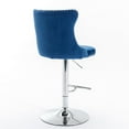 thumbnail image 5 of Swivel Bar Stools Set of  2 with Adjustable Seat Height, Contemporary Velvet Counter Stool with Metal Legs and Chrome Nailhead Trim Backrest, Dining Chair for Home and Pub, Blue & Sliver, 5 of 8