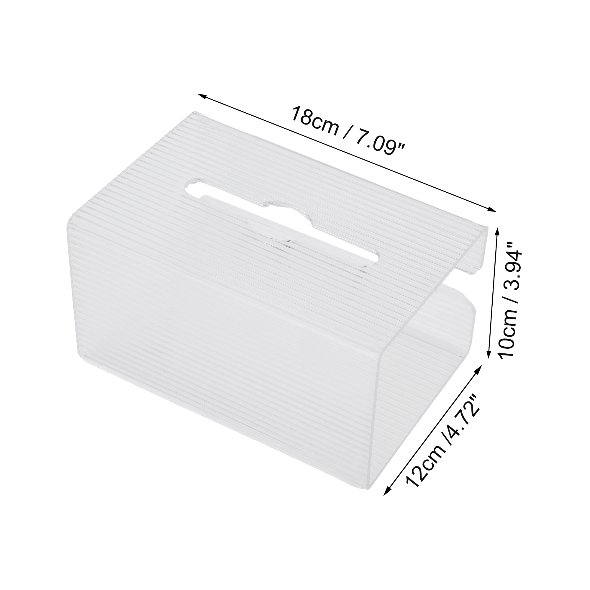 Unique Bargains 1 Pc Vertical Lines Pattern Tissue Box Cover Clear Small