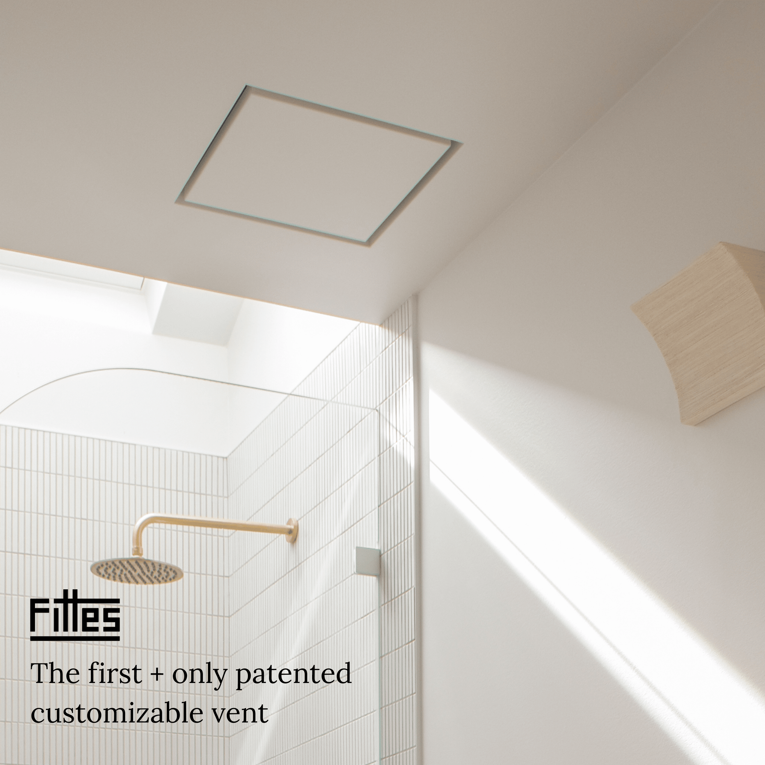 Fittes Flush Exhaust Mount [Lite], Minimalist ABS Plastic Bathroom Ventilation Fan Upgrade Cover for Wall or Ceiling, Pro Install, – 14"x14" – Cotton White