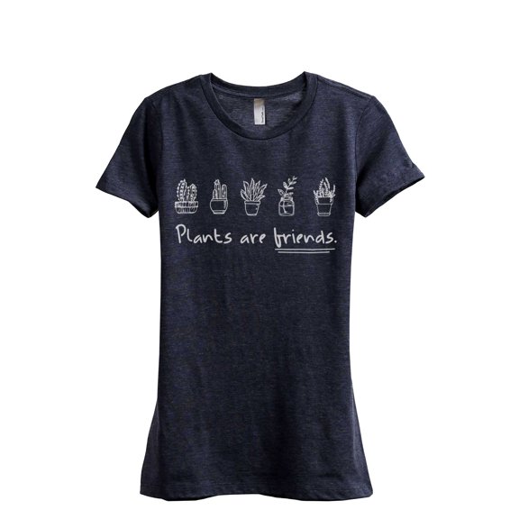 Plants Are Friends Women's Fashion Relaxed T-Shirt Tee Heather Navy Small