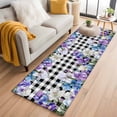 thumbnail image 2 of Spring Flowers Area Rugs Collection 2'x6', Watercolor Blossom Floral Black Plaid Non Slip Indoor Rectangle Throw Runner Rug Floor Mat Carpet for Living Room Dining Table Bedroom Nursery, 2 of 9