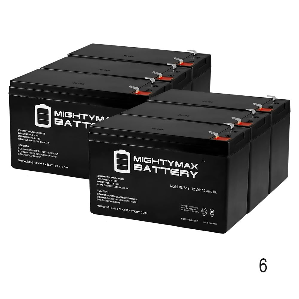 12 Volt 7ah Rechargeable Battery with F1 (.187") Terminals 6 Pack