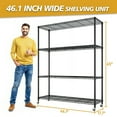 thumbnail image 3 of Ktaxon 4 Tier Wire Shelving with Wheels, 46"W x 17.7"D x 65"H Multifunctional Storage Rack Metal Garage Shelves Organizer, Capacity for 800lbs, Black, 3 of 13