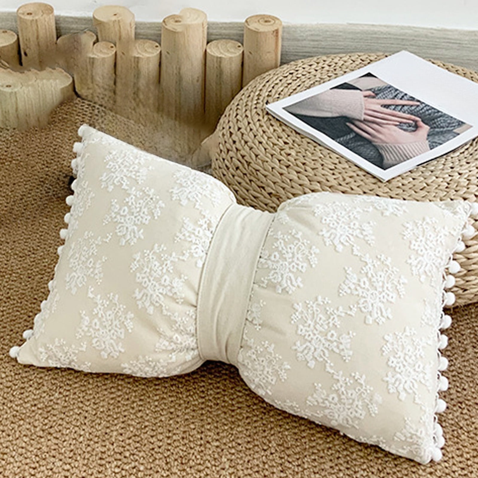 Amzcrzy Pillows, Throw Pillows, Bedding, Pillow, And Linen Pillow Floral Sofa Pillow Cushion Two Purpose Bow Pillow Lumbar Pillow 19.6x11.8 Inches Christmas Day Gift cotton Bow pillows