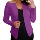 thumbnail image 2 of Blazer de moda para mujer, blusas de color liso, manga larga, cuello en V, chaqueta de traje informal, blusa de poliéster para mujer, 2 of 6
