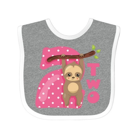 

Inktastic Pink Sloth 2nd Birthday Gift Baby Girl Bib