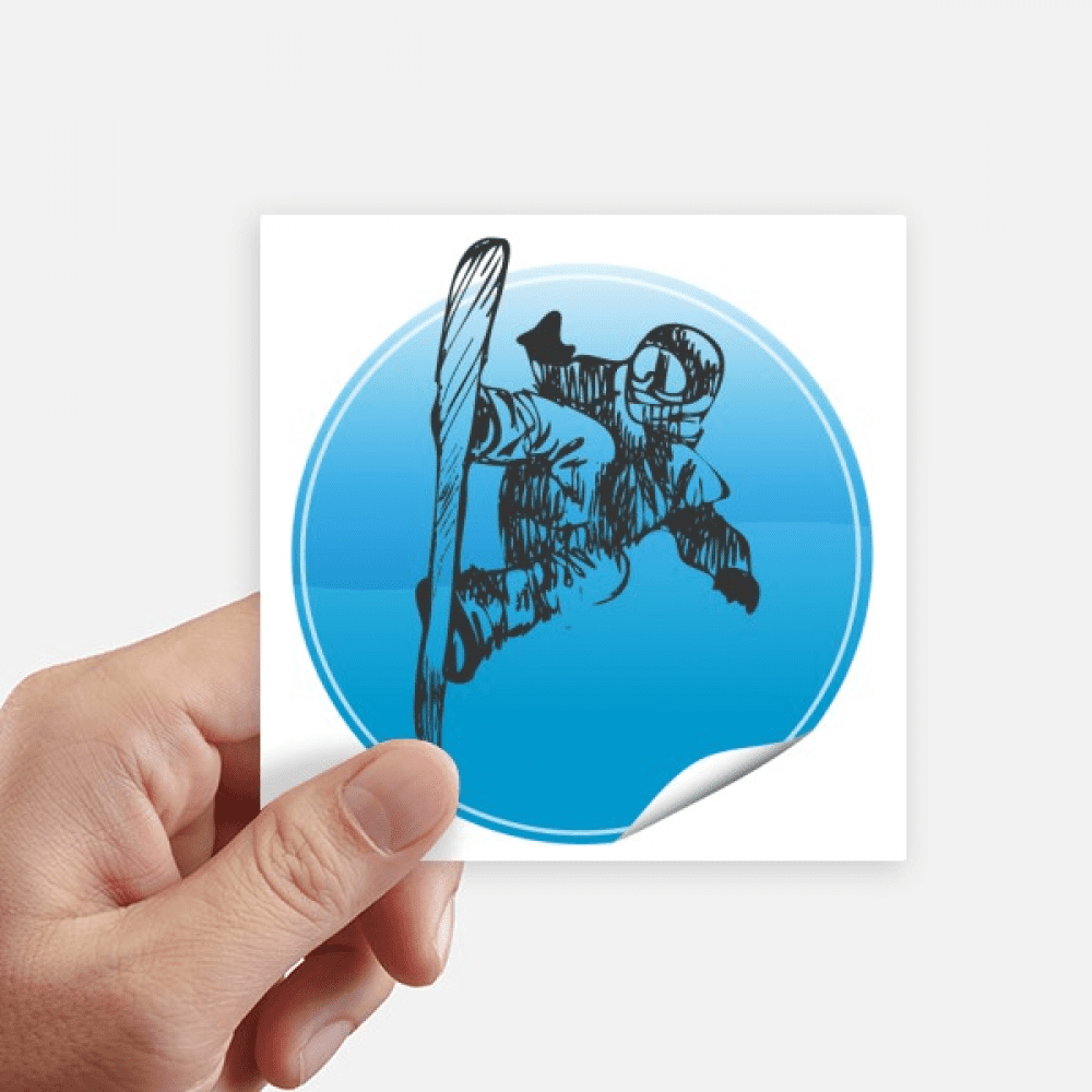 Winter Sport Skis and Ski Poles Pattern Sticker Square Waterproof