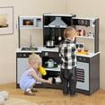 thumbnail image 4 of Costway Pretend Play Kitchen for Kids Toddler Aged 3+ Wooden Toy Set with Range Hood Brown, 4 of 10